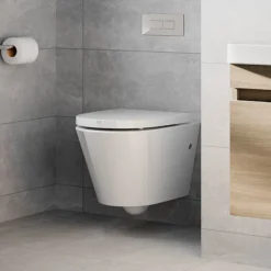 Britton Bathrooms Sphere Rimless Wall Hung Pan + Soft Close Seat