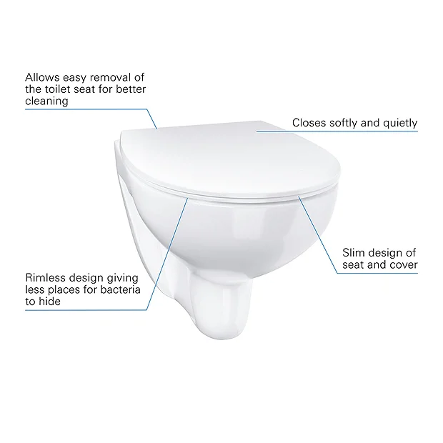 Grohe Bau Rimless Wall Hung Toilet With Slim Soft Close Seat 5 Grohe Bau Rimless Wall Hung Toilet With Slim Soft Close Seat - Image 3