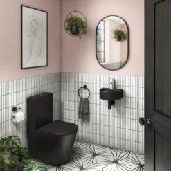 Arezzo Matt Black BTW Close Coupled Toilet + Soft Close Seat -Bathroom And Toilet arzbtwccmb detail03