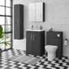 Arezzo 500 Matt Black WC Unit With Cistern, Brushed Brass Flush + Modern Pan 1 Arezzo 500 Matt Black WC Unit With Cistern, Brushed Brass Flush + Modern Pan -Bathroom And Toilet az5wcblbb d4