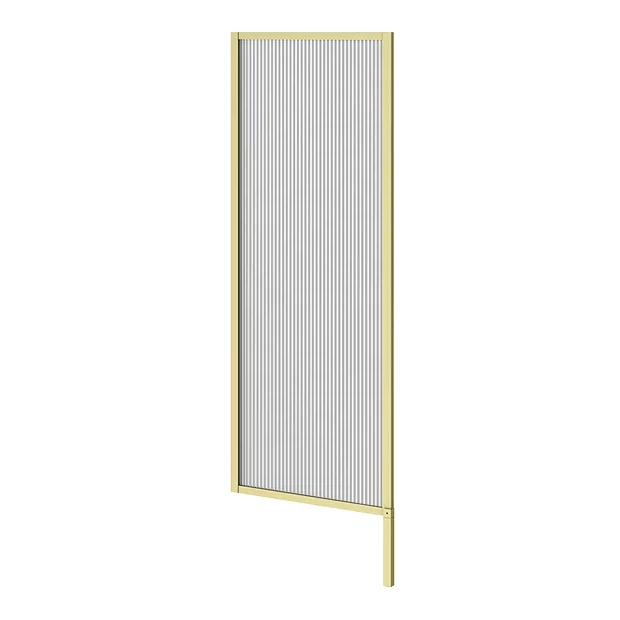 Arezzo Fluted Glass Brushed Brass Framed Urinal Partition 3 Arezzo Fluted Glass Brushed Brass Framed Urinal Partition