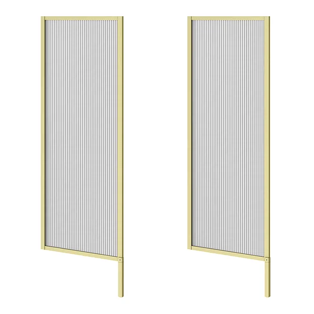 2 X Arezzo Fluted Glass Brushed Brass Framed Urinal Partitions 3 2 X Arezzo Fluted Glass Brushed Brass Framed Urinal Partitions
