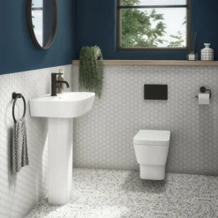 Arezzo Compact Top/Front Flush Toilet Frame With Matt Black Flush - Round Buttons -Bathroom And Toilet azcfrb d6