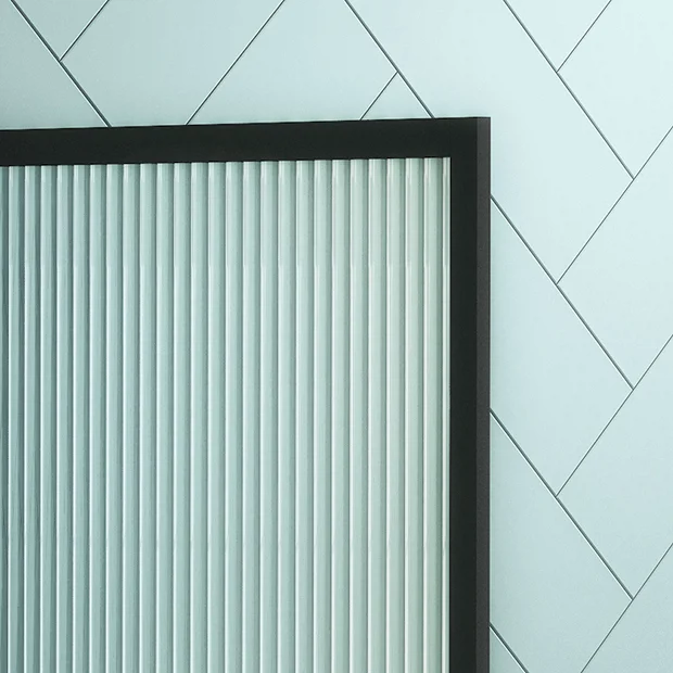 2 X Arezzo Fluted Glass Matt Black Framed Urinal Partitions 5 2 X Arezzo Fluted Glass Matt Black Framed Urinal Partitions - Image 3