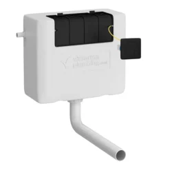 Venice Abstract White Complete Toilet Unit W. Pan, Cistern + Matt Black Flush