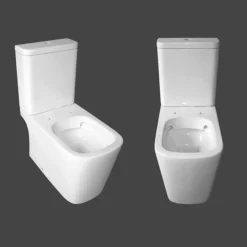 Arezzo Square Close Coupled Rimless Toilet With Soft Close Seat -Bathroom And Toilet azssqcc d4