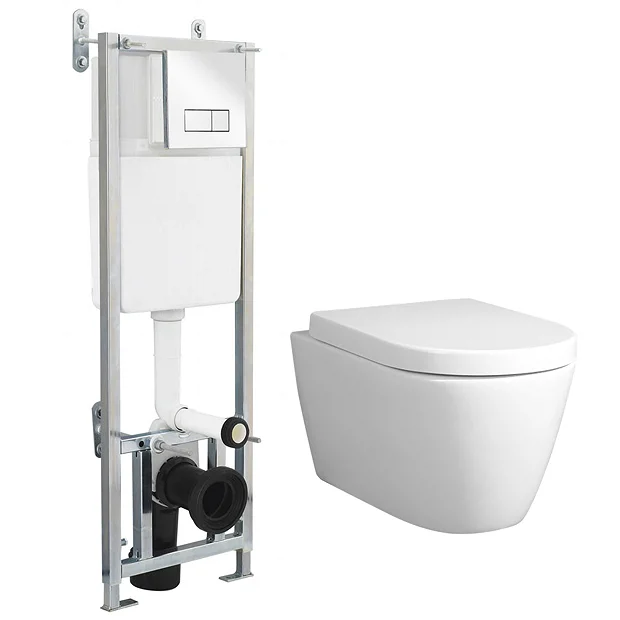 Dual Flush Concealed WC Cistern With Wall Hung Frame + Arezzo Toilet 3 Dual Flush Concealed WC Cistern With Wall Hung Frame + Arezzo Toilet
