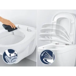 Grohe Essence Rimless Close Coupled Toilet With Soft Close Seat (Bottom Inlet) + FREE TOILET ROLL HOLDER 11 Grohe Essence Rimless Close Coupled Toilet With Soft Close Seat (Bottom Inlet) + FREE TOILET ROLL HOLDER -Bathroom And Toilet bauccwc1 d3 4