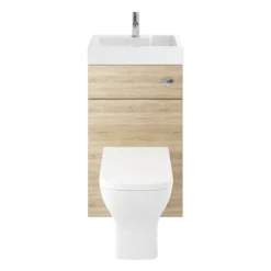 Brooklyn 500mm Natural Oak 2-In-1 Combined Wash Basin & Toilet -Bathroom And Toilet bcomoak detail1