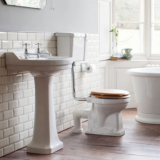 Burlington Regal Low Level WC - 51cm White Ceramic Cistern - Ceramic Lever Flush 3 Burlington Regal Low Level WC - 51cm White Ceramic Cistern - Ceramic Lever Flush