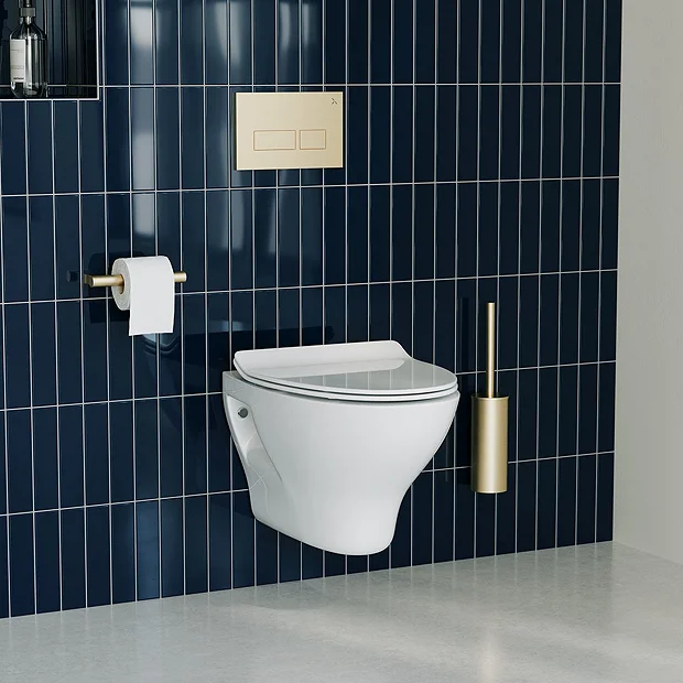Crosswater MPRO Brushed Brass / Kai Toilet + Concealed WC Cistern With Wall Hung Frame 4 Crosswater MPRO Brushed Brass / Kai Toilet + Concealed WC Cistern With Wall Hung Frame - Image 2