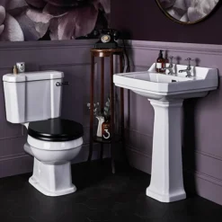 Bayswater Fitzroy Traditional Close Coupled Toilet With Ceramic Lever Flush -Bathroom And Toilet fitzroylifestyle