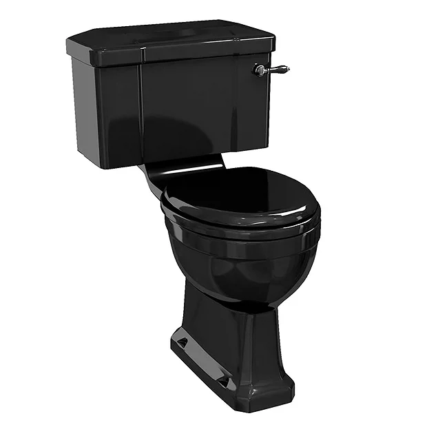 Burlington Jet Black Close Coupled WC With 520mm Lever Cistern 4 Burlington Jet Black Close Coupled WC With 520mm Lever Cistern - Image 2