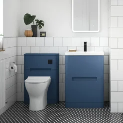 Bathroom And Toilet 17 Nuie Elbe Satin Blue 550mm WC Unit