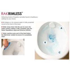 RAK Resort Maxi Rimless Close Coupled BTW Toilet + Quick Release Soft Close Urea Seat -Bathroom And Toilet rakcompactdeluxefullybtwrimlesswcwithsoftcloseseatcomrim45pakd1 3