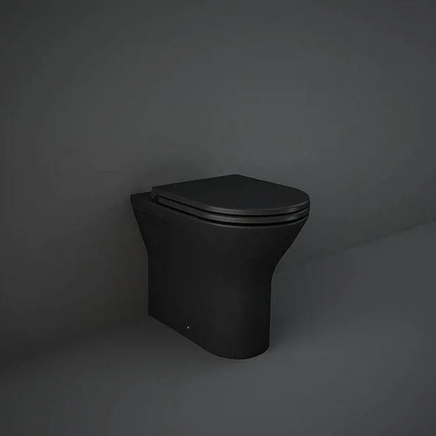 RAK Feeling Rimless Back To Wall Toilet With Soft Close Seat - Matt Black 4 RAK Feeling Rimless Back To Wall Toilet With Soft Close Seat - Matt Black - Image 2