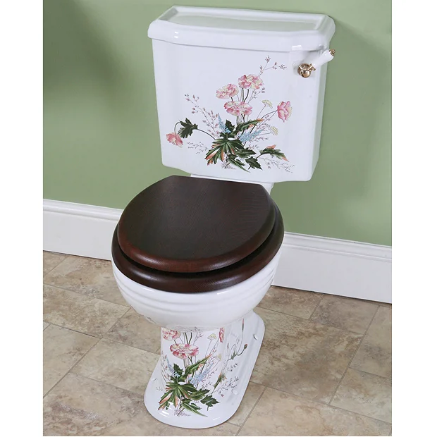 Silverdale Victorian Garden Pattern Close Coupled Toilet - Excludes Seat 4 Silverdale Victorian Garden Pattern Close Coupled Toilet - Excludes Seat - Image 2