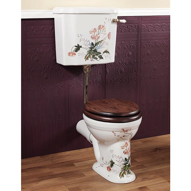 Silverdale Victorian Garden Pattern Low Level Toilet - Excludes Seat 4 Silverdale Victorian Garden Pattern Low Level Toilet - Excludes Seat - Image 2