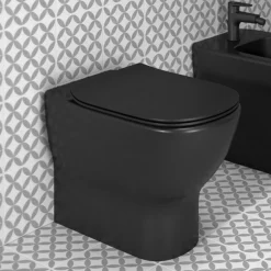 Ideal Standard Tesi Silk Black AquaBlade Back To Wall WC + Soft Close Seat -Bathroom And Toilet tesbbtwsc d2