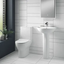 Toreno Round Rimless Close Coupled Toilet + Soft Close Seat 12 Toreno Round Rimless Close Coupled Toilet + Soft Close Seat -Bathroom And Toilet trrwc nwd1