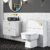 Venice Abstract White Complete Toilet Unit W. Pan, Cistern + Brushed Brass Flush 2 Venice Abstract White Complete Toilet Unit W. Pan, Cistern + Brushed Brass Flush -Bathroom And Toilet va6wcwhtbb d6